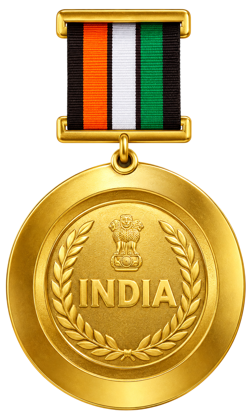 India gold medal illustration